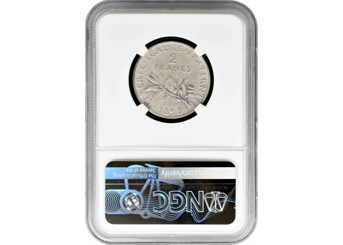 France 2 francs 1898, NGC PF63 MATTE, "Third Republic (1870 - 1941)" Top Pop