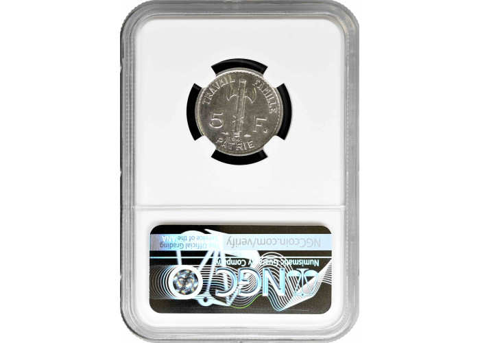 France 5 francs 1941, NGC MS63, "Marshal Philippe Petain"