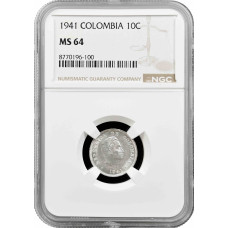 Colombia 10 centavos 1941, NGC MS64, "Republic of Colombia (1911 - 1989)"