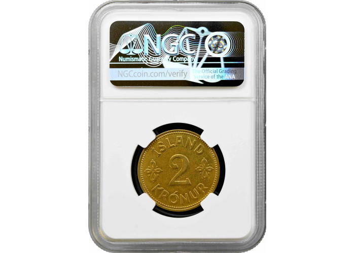 Iceland 2 kronur 1940, NGC MS62, "King Christian X (1922 - 1943)"
