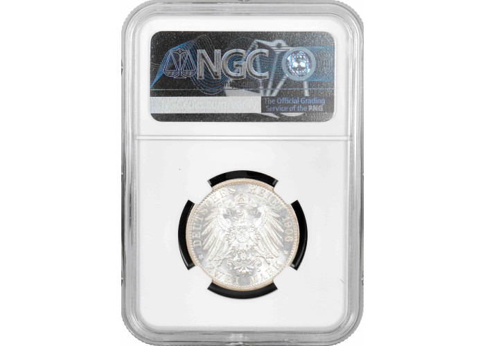 Lippe-Detmold 2 mark 1906 A, NGC MS64, "Prince Leopold IV (1905 - 1918)"