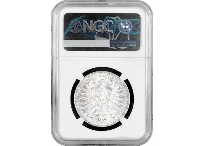 Saxe-Weimar-Eisenach 3 mark 1915 A, NGC MS64+, "100th Anniver. - Grand Duke's"