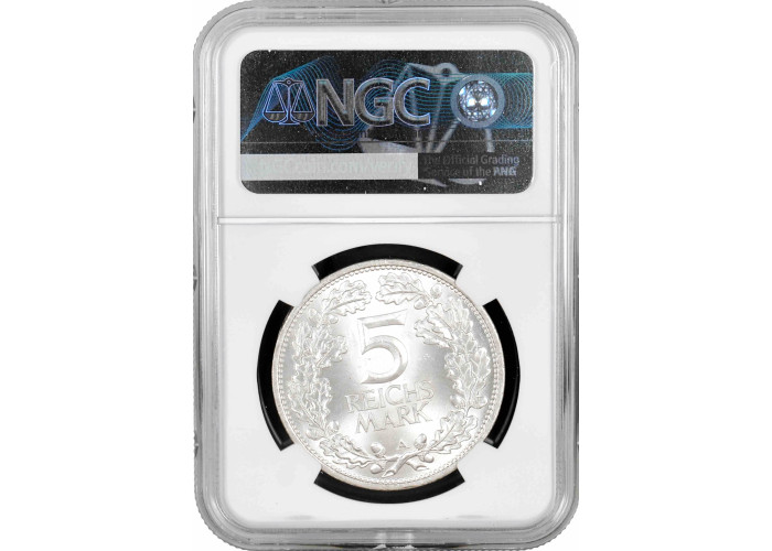 Weimar Republic 5 reichsmark 1925 A, NGC MS63, "1000th Year of the Rhineland"