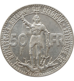 Belgium 50 francs 1935 French - Pos. A, UNC, "Railway Centennial" Coin Alignment