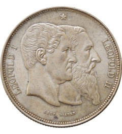 Belgium 5 francs 1880, UNC, "50th Anniversary - Independence" silver coin