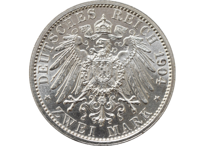 Hesse-Darmstadt 2 mark 1904, UNC, "400th Anniversary - Birth of Philip I"