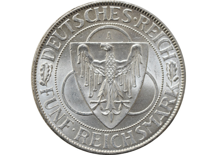 Weimar Republic 5 reichsmark 1930 A, UNC, "Liberation of Rhineland" silver coin