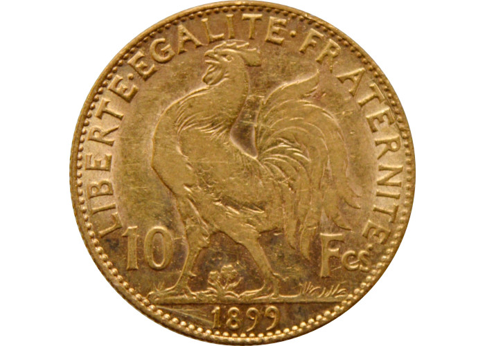Франция 10 франков 1899 г., AU, "Третья Республика (1870 - 1941)" KEY DATE
