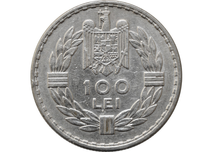 Romania 100 lei 1932 (LONDON), XF, "King Carol II (1930 - 1940)" silver coin