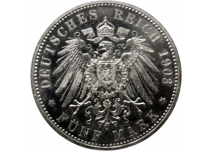 Saxe-Weimar-Eisenach 5 mark 1903, PROOF, "Wedding of William & Caroline"