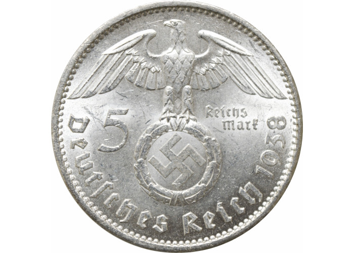 Deutschland 5 Reichsmark 1938 A, UNC, "Drittes Reich (1933 - 1945)"