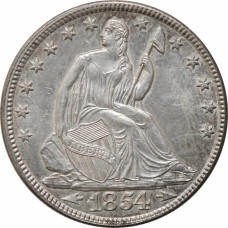 USA half dollar 1854, UNC, "Seated Liberty Half Dollar" silver coin