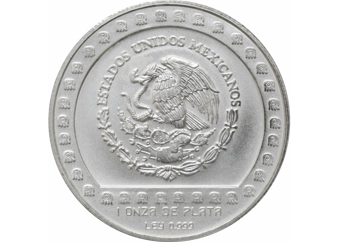 Mexico 5 pesos 1993 Mo, UNC, "Pre-Columbian Aztec - Brasero Efigie" silver coin