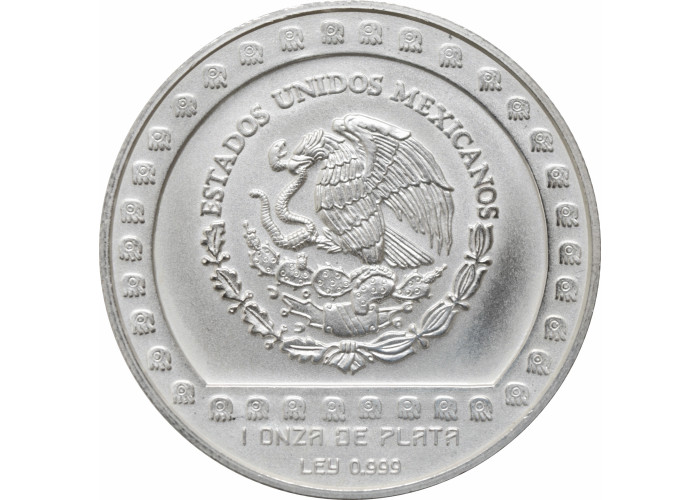 Mexico 5 pesos 1993 Mo, UNC, "Pre-Columbian Aztec - Brasero Efigie" silver coin