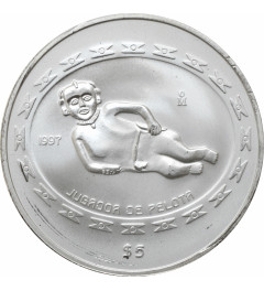 Mexico 5 pesos 1998 Mo, UNC, "Teotihuacan - Jugador de Pelota" silver coin