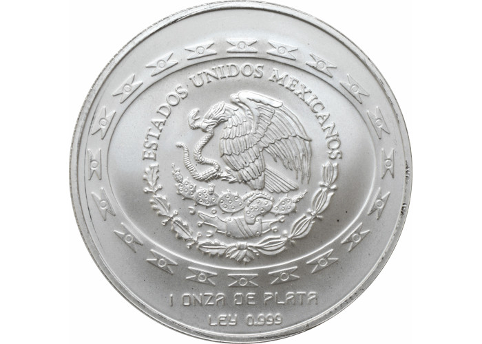 Mexico 5 pesos 1998 Mo, UNC, "Teotihuacan - Jugador de Pelota" silver coin