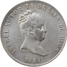 Spain 4 reals 1836 M CR, UNC, "Queen Isabel II (1847 - 1864)" silver coin