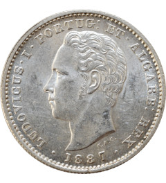 Portugal 200 reis 1887, UNC, "King Luís I (1861 - 1889)" silver coin