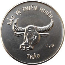Vietnam 10 dong 1986, UNC, "Natural Protection - Water Buffalo" Cu-Ni coin