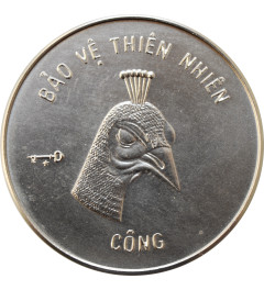 Vietnam 10 dong 1986, UNC, "Natural Protection - Peacock" Cu-Ni coin