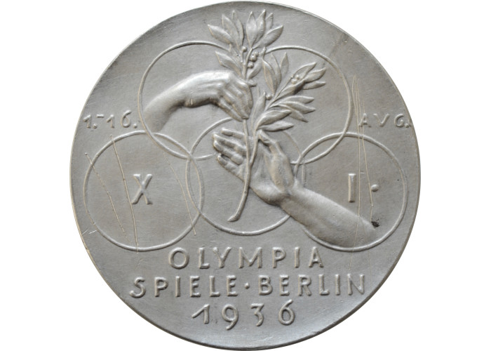 Germany - Third Reich K. Goetz medal 1936, UNC Det. Scratched, "Berlin Olympics"