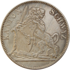 Switzerland 5 francs 1867, UNC Det., "Schwyz Shooting Festival"