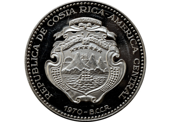 Costa Rica 25 colones 1970, PROOF, "25th Anniversary - Social Legislation"