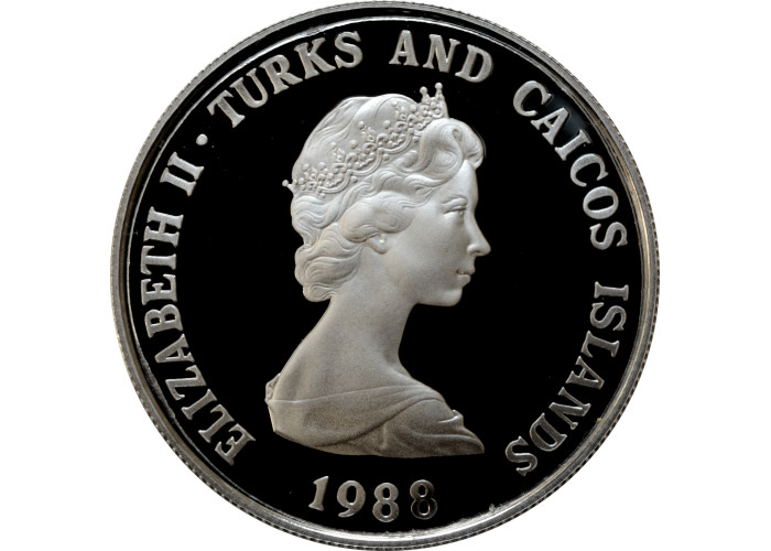 Turks and Caicos Islands 1 crown 1988, PROOF, "World Wildlife Fund - Rock Iguana"
