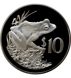 Fiji 10 dollars 1986, PROOF, "World Wildlife Fund - Fijian Ground Frog"
