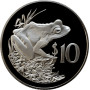 Fiji 10 dollars 1986, PROOF, "World Wildlife Fund - Fijian Ground Frog"