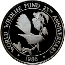 Samoa 10 tala 1986, PROOF, "World Wildlife Fund - Samoan Fantail Bird"