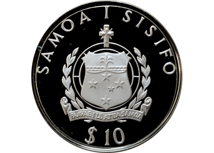 Samoa 10 tala 1986, PROOF, "World Wildlife Fund - Samoan Fantail Bird"