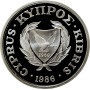 Cyprus 1 pound 1986, PROOF, "World Wildlife Fund - Mouflon" silver coin