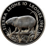 Sierra Leone 10 Leones 1987, PROOF, "World Wildlife Fund - Zwergflusspferd"