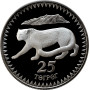 Mongolia 25 tugrik 1987, PROOF, "World Wildlife Fund - Snow Leopard"
