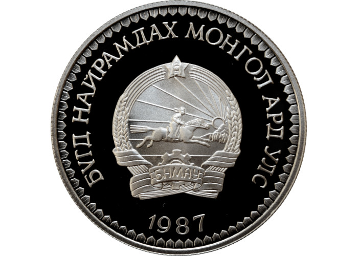Mongolia 25 tugrik 1987, PROOF, "World Wildlife Fund - Snow Leopard"