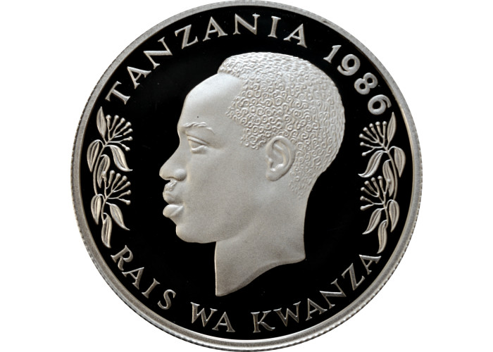 Tanzania 100 Shilingi 1986, PROOF, "World Wildlife Fund - Elephant" silver coin