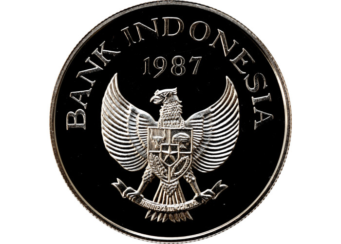 Indonesia 10000 rupiah 1987, PROOF, "Wildlife - Wild Boad" silver coin