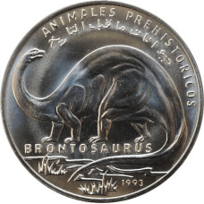 Western Sahara (Saharawi) 100 pesetas 1993, BU, "Prehistoric Animals - Brontosaurus"