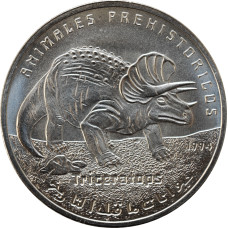 Western Sahara (Saharawi) 100 pesetas 1994, BU, "Triceratops"
