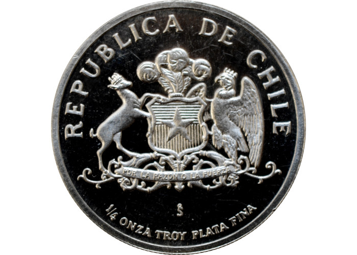 Chile 1/4 Unze ND (1983) So, PROOF, "10. Jahrestag der nationalen Befreiung"