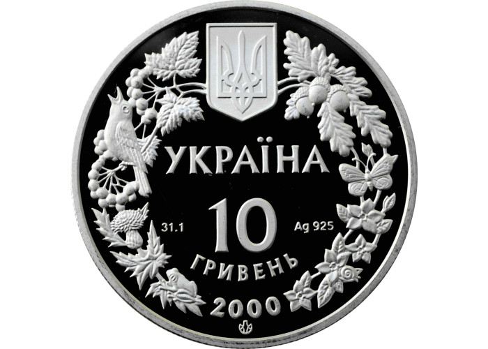 Ukraine 10 Hrywen 2000, PROOF, "Flora und Fauna - Süßwasserkrabbe"