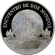 Chile 10000 Pesos 1991, PROOF, "500 Jahre Entdeckung Amerikas" Silbermünze