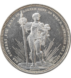 Switzerland 5 francs 1879, UNC, "Basel Shooting Festival"