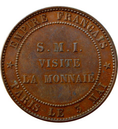 France 10 centimes 1854 A, UNC, "S.M.I. Visite de la monnaie"
