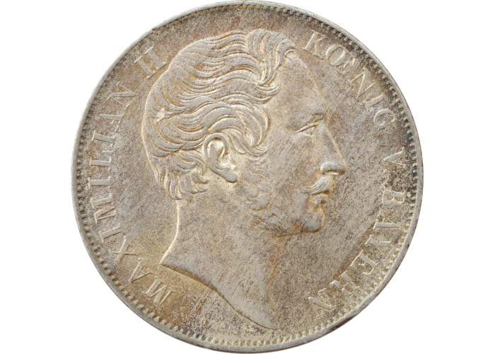 Bayern 2 Gulden 1852, UNC, "König Maximilian II (1848 - 1864)" Silbermünze