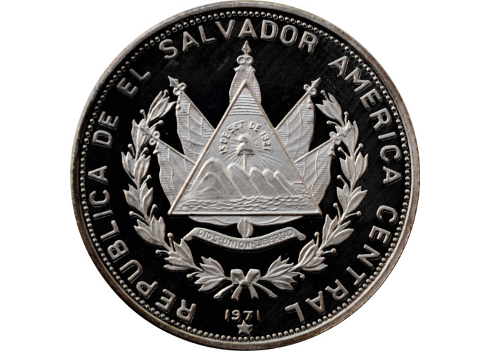 El Salvador 5 Colones 1971, PROOF, "150 Jahre Unabhängigkeit" Silbermünze