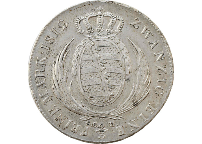 Saxony 2/3 thaler 1812 SGH, UNC, "King Frederick Augustus I (1806 - 1827)"