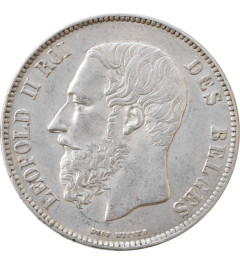 Belgium 5 francs 1870, UNC, "King Leopold II (1865 - 1909)" silver coin