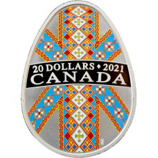 Kanada 20 Dollar 2021, PROOF, "Traditionelle ukrainische Pysanka" Silbermünze